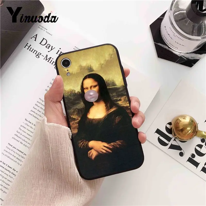 Yinuoda Забавный чехол для телефона Leonardo da Vinci Mona Lisa Pat Cat Art iPhone 8 7 6 6S 6Plus X XS MAX 5 5S SE XR 10 11