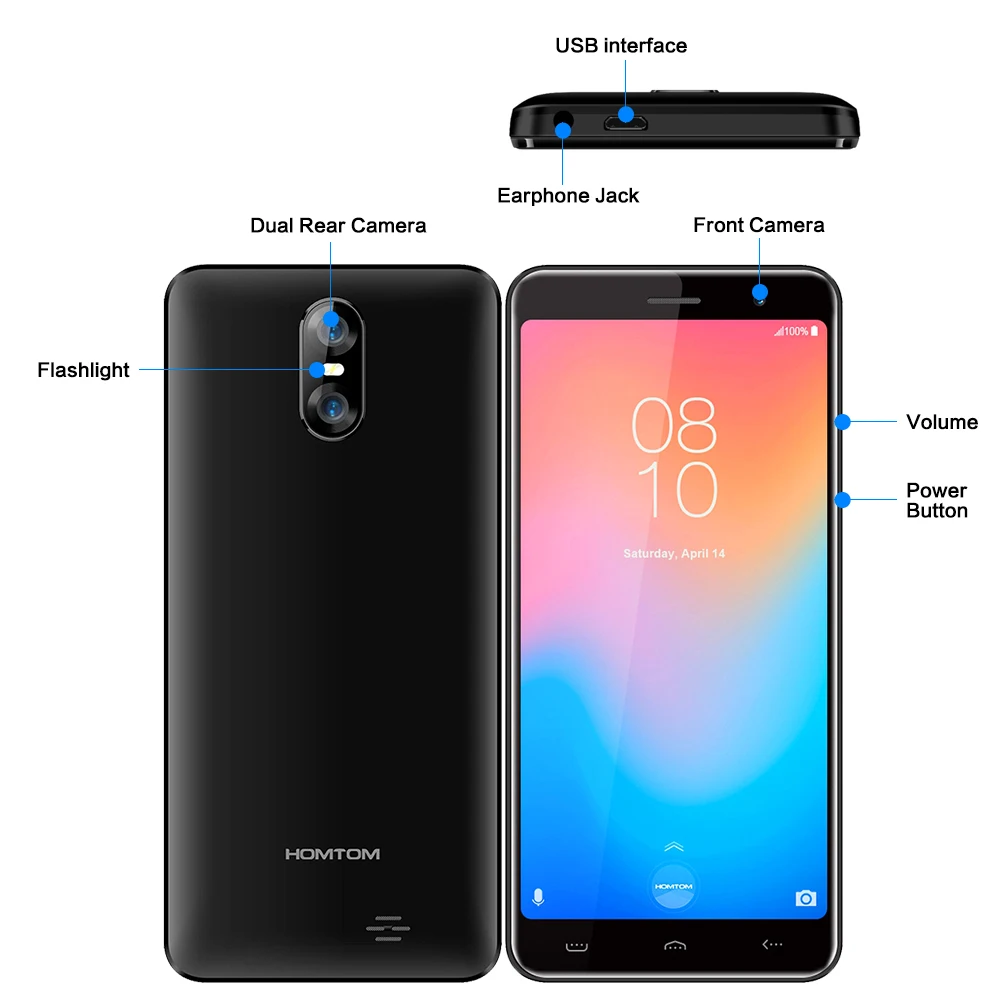 HOMTOM C13 Android 3g WCDMA смартфон 5 0 дюймов MT6580M четырехъядерный 1 ГБ 8 rom 2750 Мп задняя камера