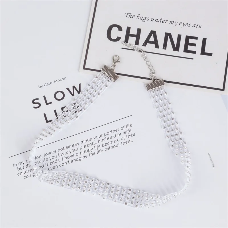 width 1.5cm white Meajoe, модное, сексуальное, панк, готическое, стразы, кружево, колье, ожерелье для женщин, очаровательный воротник, ожерелье s для женщин, ювелирное изделие, подарок - Окраска металла: width 1.5cm white