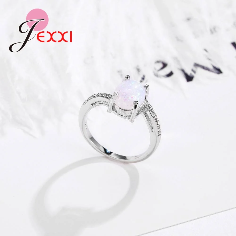 Created Oval White Fire Opal 925 Sterling Silver Wholesale Finger Rings For Women Wedding Fashion Jewelry Gift Anel | Украшения и