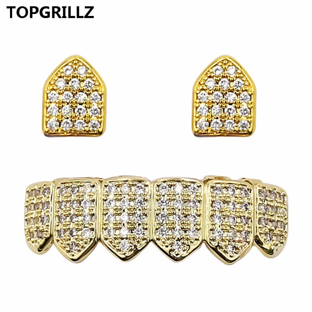 TOPGRILLZ хип хоп ювелирные изделия новый Cuatom Fit золото/серебро все ледяной медный
