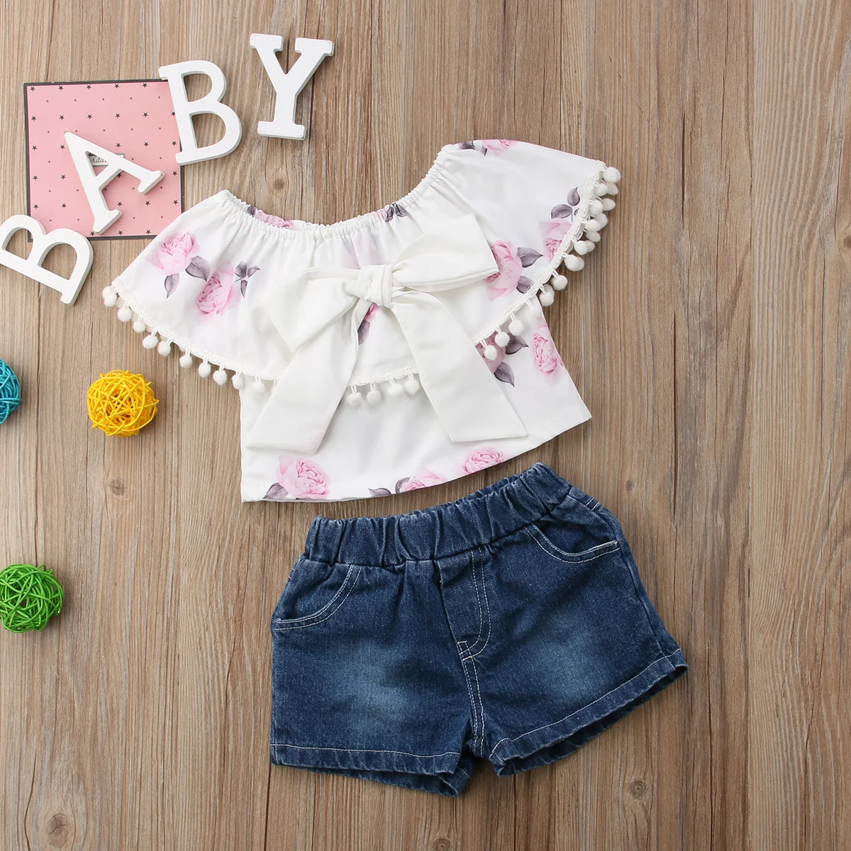 Новый летний комплект из 2 предметов модные топы с открытыми плечами и цветочным