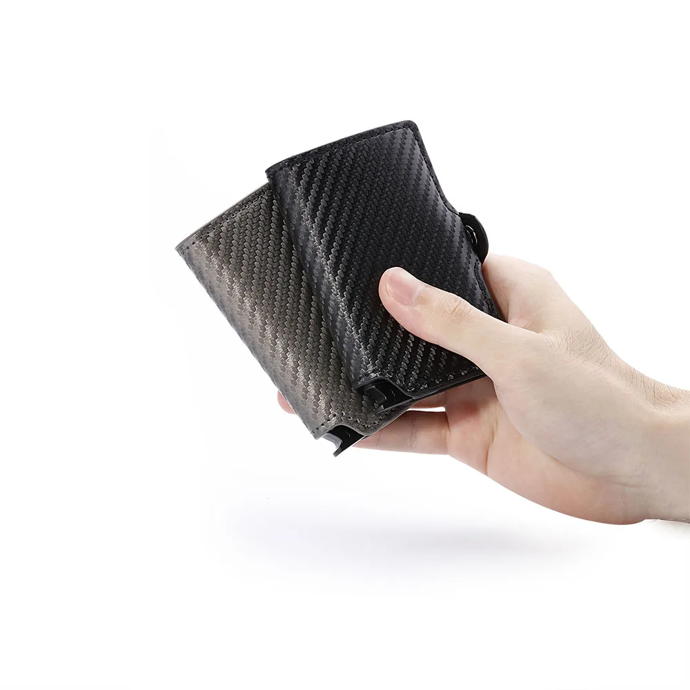 Casekey роскошный мужской карбоновый мини всплывающий бумажник Rfid для мужчин тонкий