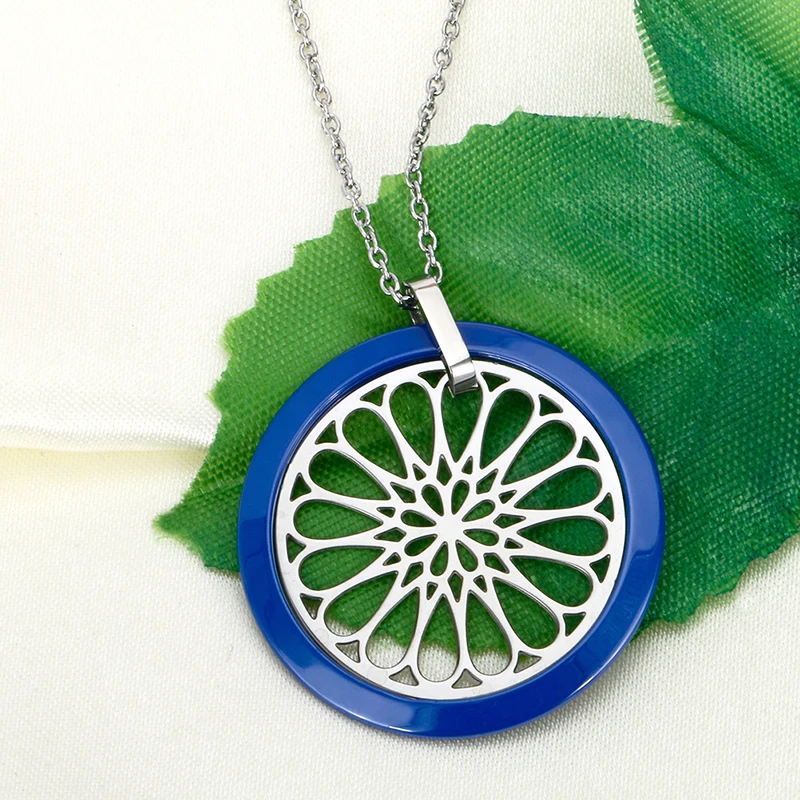Женское колье с голубым цветком ожерелье из керамики подсолнухом|ceramic necklace|statement