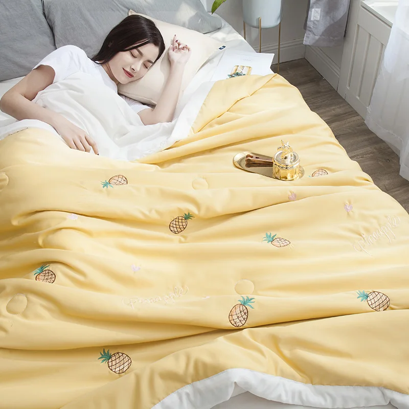 

Летнее одеяло, покрывало для кондиционера, постельное белье из чистого тенселя с вышивкой, тонкое стеганое одеяло, одеяло (без наволочки) # sw