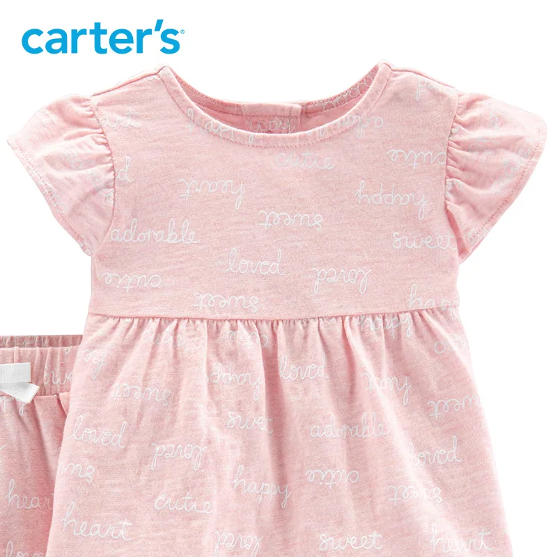 Carters Детские Одежда для девочек 2019 Весна Лето Мода 2 частей лозунг Slub трикотаж Top