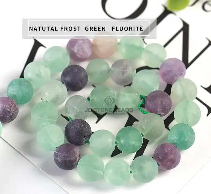 FROST GREEN 10 цветов, натуральные разноцветные флюоритовые бусины, 4, 6, 8, 10, 12 мм, размер на выбор, высококачественные бусины, ледяной флюорит, драгоценный камень для изготовления ювелирных изделий - Цвет: FROST GREEN