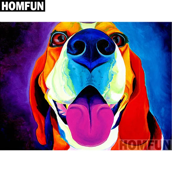 Светло-желтый HOMFUN Diy Полная квадратная круглая дрель 5D алмазная Картина Вышивка крестом Алмазная вышивка "красочная собака" Домашний Декор подарок - Цвет: Светло-желтый