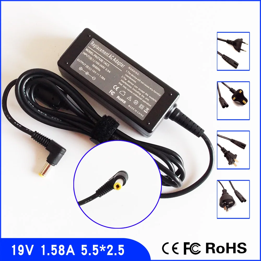 

19V 1.58A Laptop Ac Adapter Power SUPPLY + Cord for Toshiba NB303 NB305 NB505 NB505-N500 NB505-N500BL NB505-N508BL NB302
