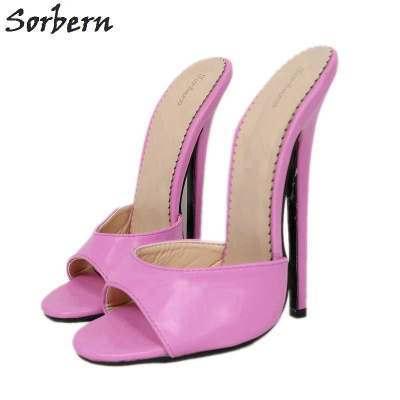 

Sorbern Violet Matt Women Slippers Stilettos 18Cm High Heel Open Toe Slip On Summer Shoes Slides Ladies Size 12 Heels Shoes 2019