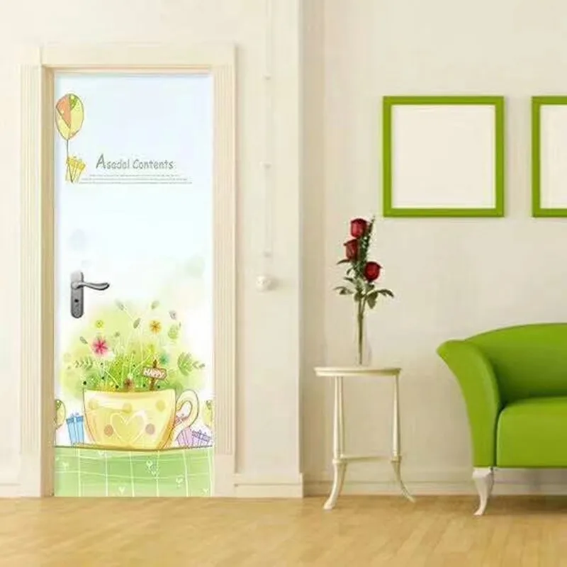 90x20 0 см/77x200 см креативные наклейки на дверь розы для гостиной спальни ПВХ
