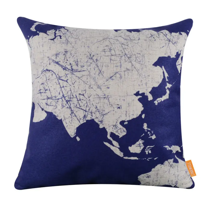 LINKWELL Free Shipping World Map Dark Blue Asian European throw pillow covers | Дом и сад