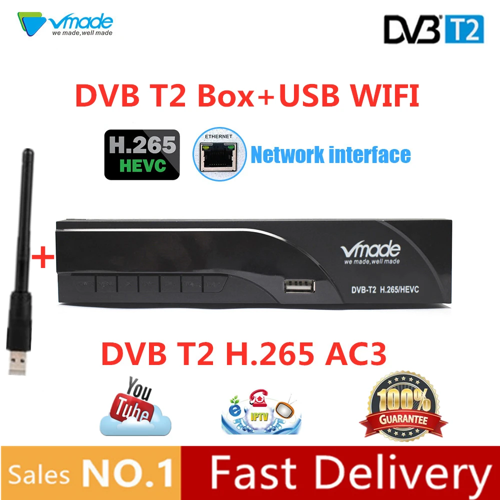 Vmade DVB-T2 ТВ-приставка+ wifi DVB T2 в наземном ТВ-приёмнике sup порт H.265 RJ45 порт Dolby wifi Youtube Megogo телеприставка
