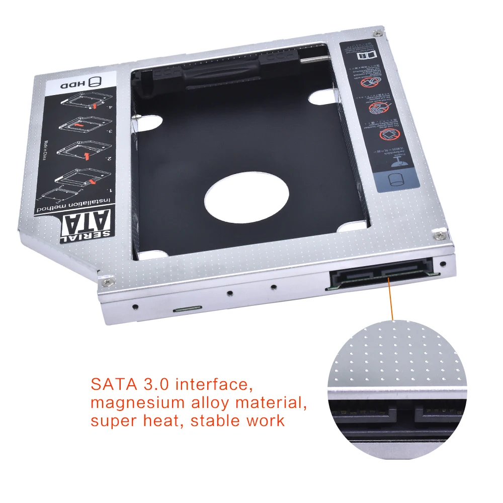 Универсальный алюминиевый светодиодный чехол Optibay для CD-ROM DVD-ROM 2," SSD 2nd HDD Caddy 12,7 мм SATA 3,0