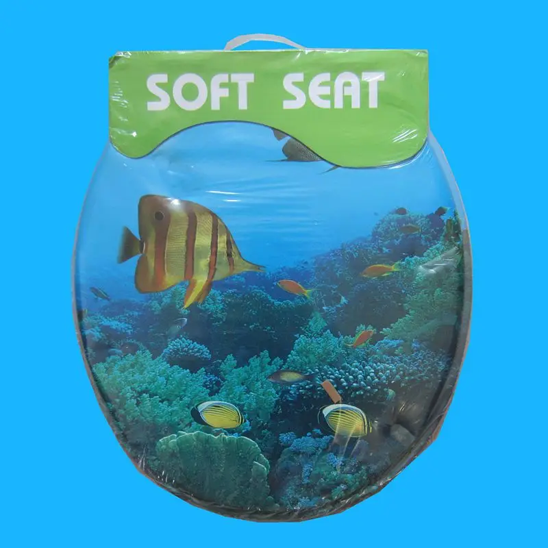 Мягкое сиденье для унитаза с рисунком рыбы 2016 высокое качество губка чехол