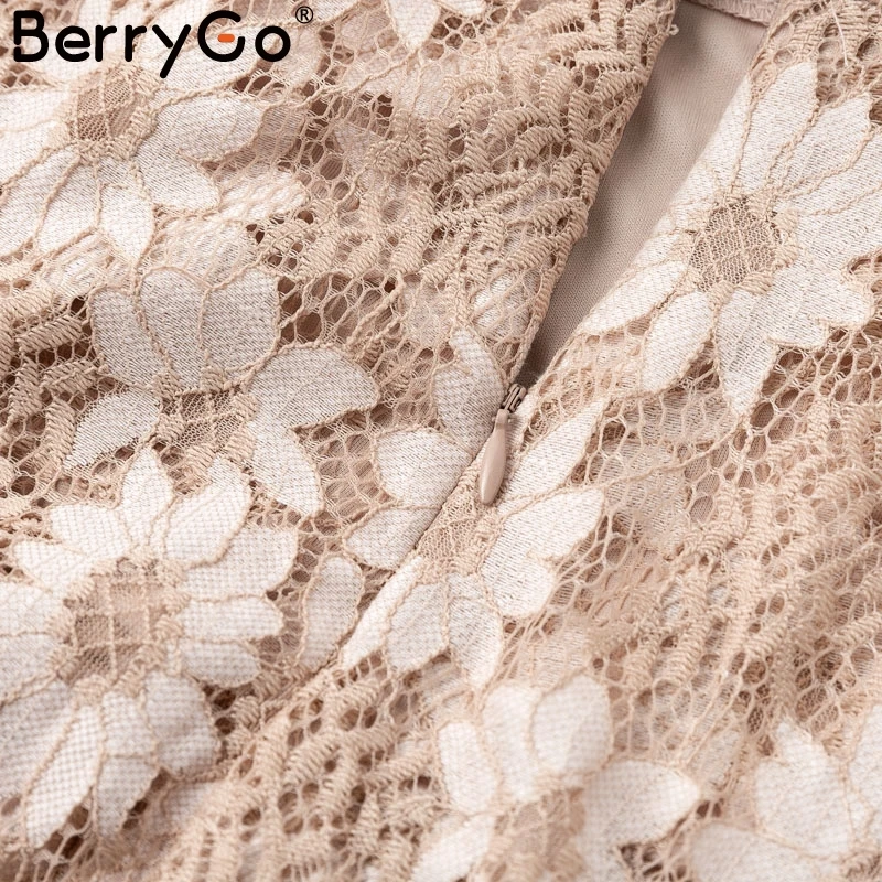BerryGo сексуальный глубокий v образный вырез кружевной комбинезон женский ремень