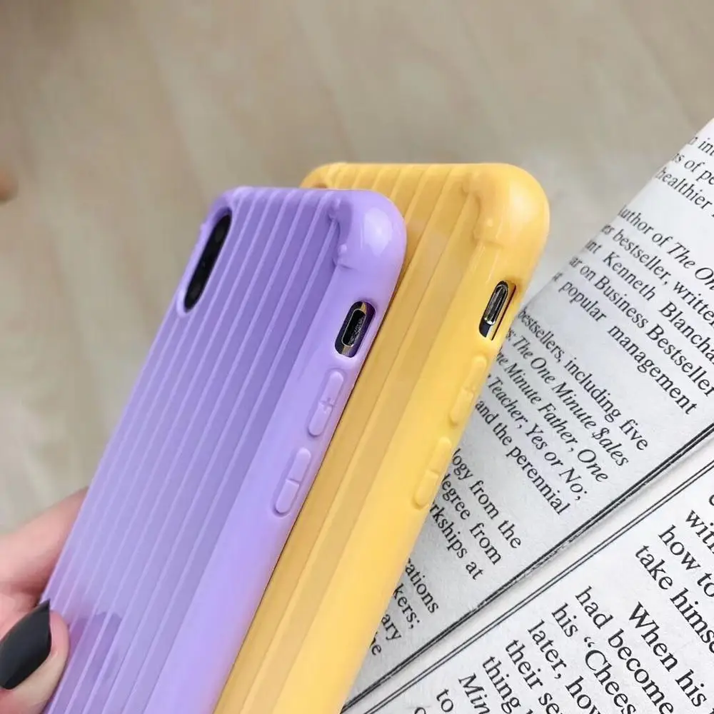 Чехол HUANQING в полоску для iPhone X XS 8 7 6 s Plus однотонный чехол чемодана |