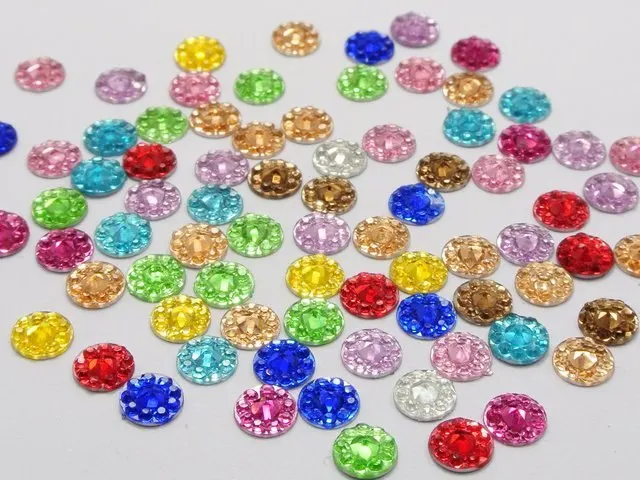 

1000 Mixed Color Acrylic Flatback Round Rhinestone Gems 6mm Embellishments