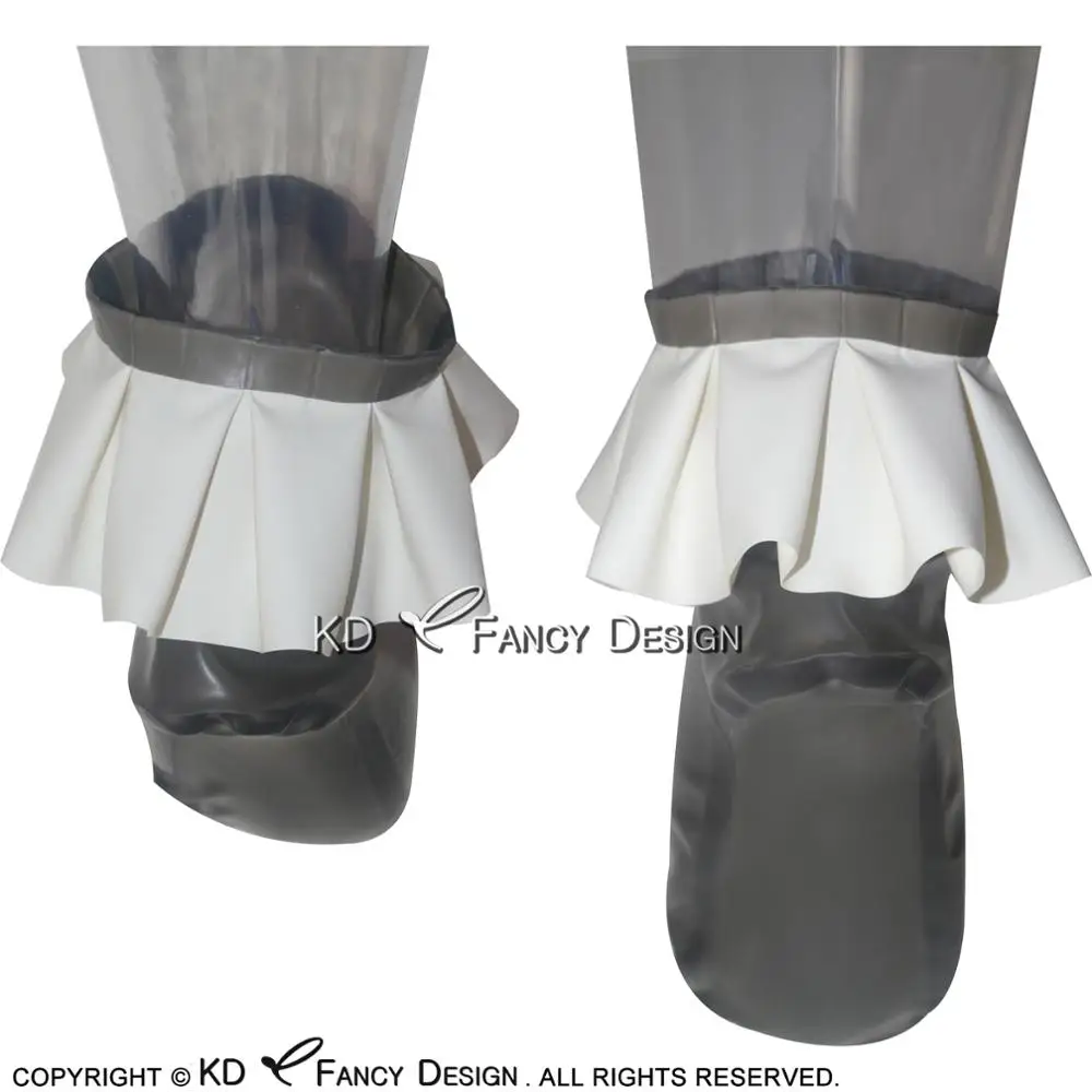 Прозрачные черно-белые сексуальные короткие резиновые латексные носки с