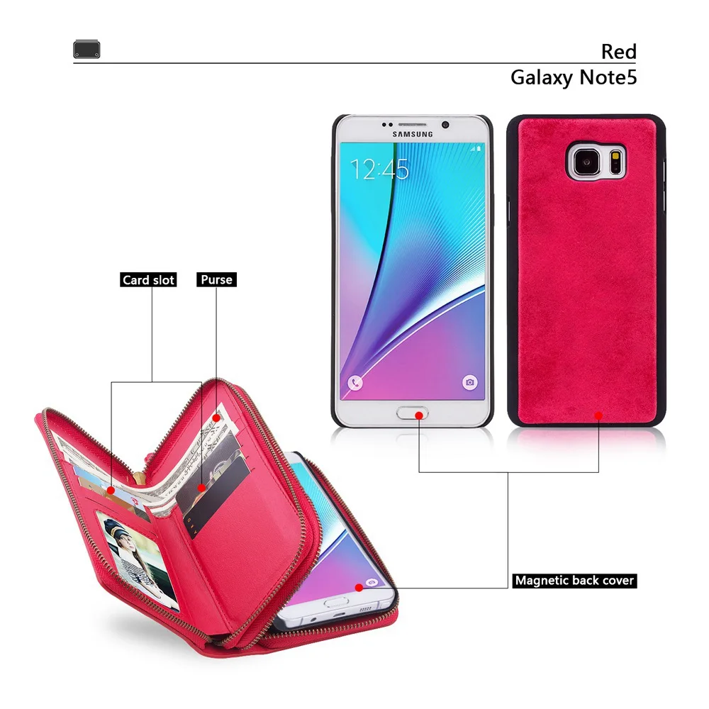 Для Samsung Note5 чехол из искусственной кожи на Молнии Сумочка кошелек Подставка