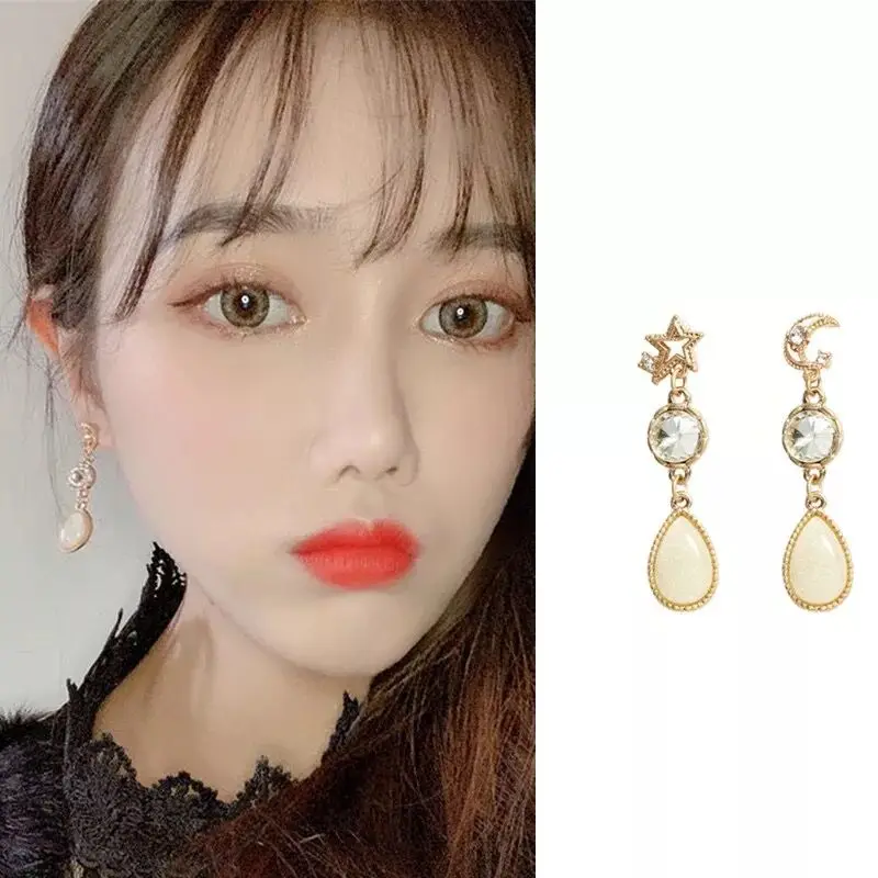 2019 новые асимметричные серьги Стразы с полыми звездами и луной подвесками из
