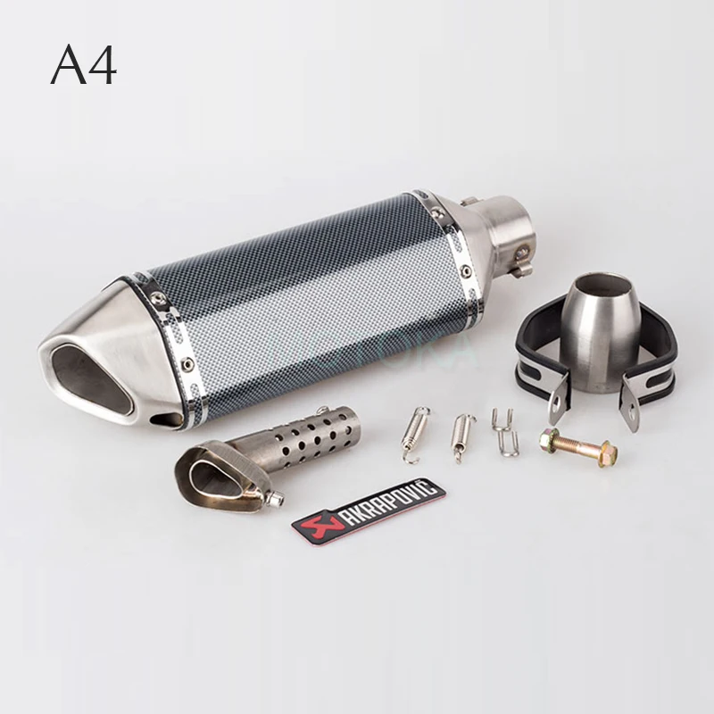 Left/Right Universal Motorcycle Akrapovic Exhaust Pipe Scooter Dirt Pit Bike Motocross KTM 51mm Escape Stainless Steel Slip-on