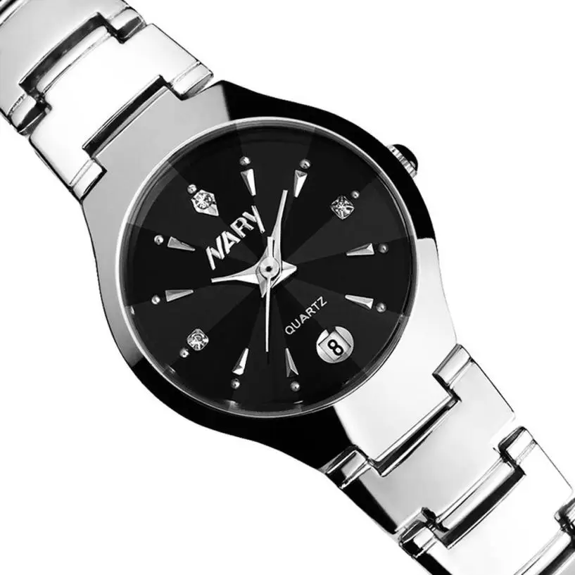 

Luxury Women's Single Calendar Quartz Movement Stainless Steel Strap Watch Alloy Analog's Circular Hands Dial Watch #W