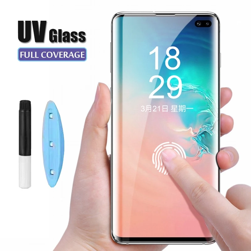 УФ-клеевое стекло для samsung S10e S10 Plus S9 S8, Защитное стекло для samsung Galaxy S10 для samsung Note 8 9, защитное стекло