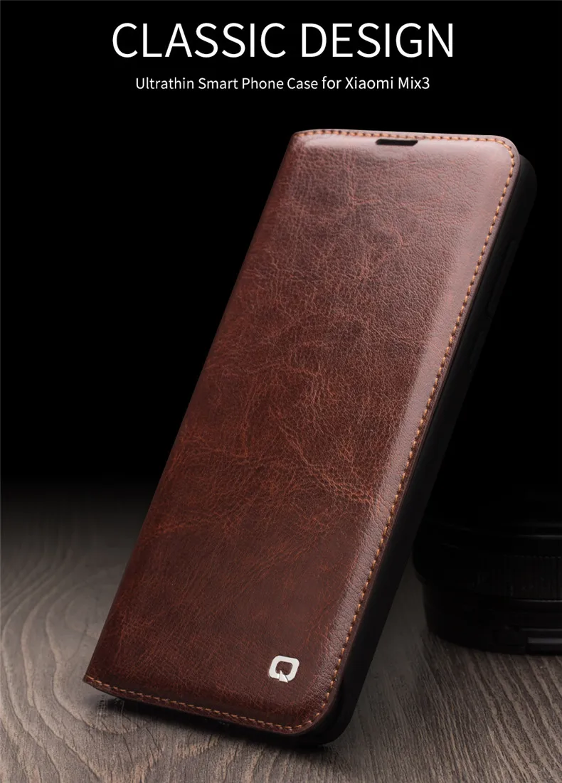 QIALINO, натуральная кожа, ультра тонкий флип-чехол для Xiaomi Mix 3, Модный ручной работы чехол для телефона с отделением для карт для Mix 3, 6,39 дюймов