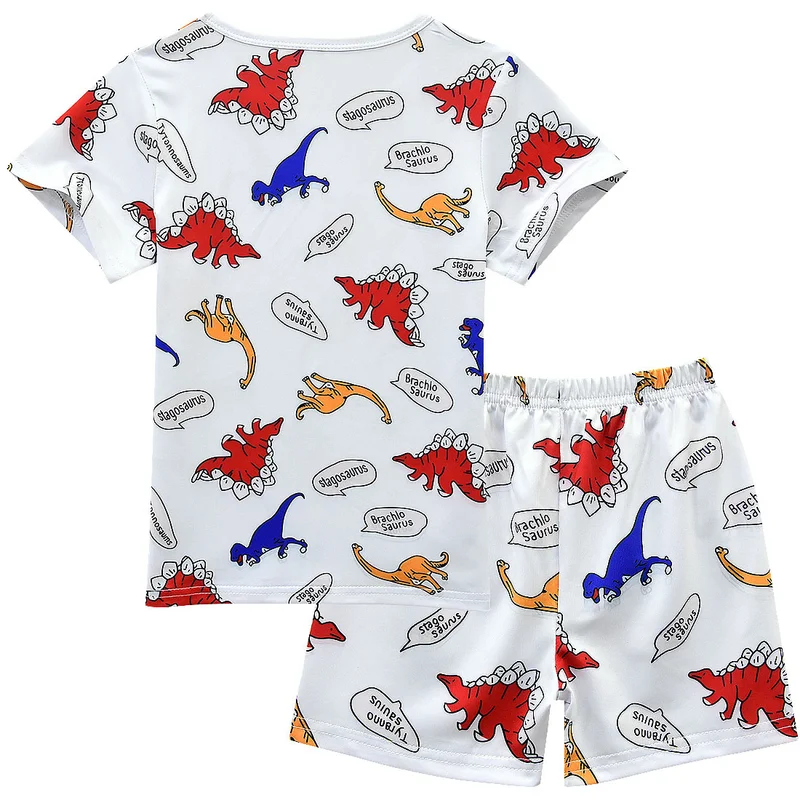 Dinosaur Suits Teenage Summer Boys Clothing Sets Short Sleeve T Shirt & Pants Casual 3 4 5 6 7 8 9 10 Years Child Boy Clothes | Детская