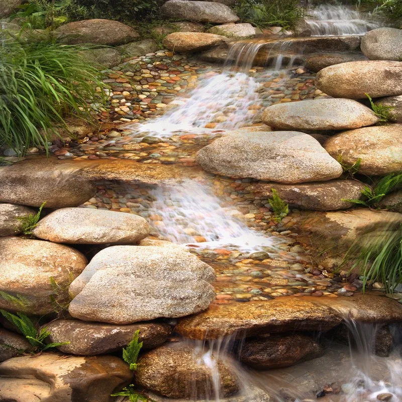 

Free Shipping living room bedroom floor mural River Water Stone Stream 3D Art Floor Painting wallpaper