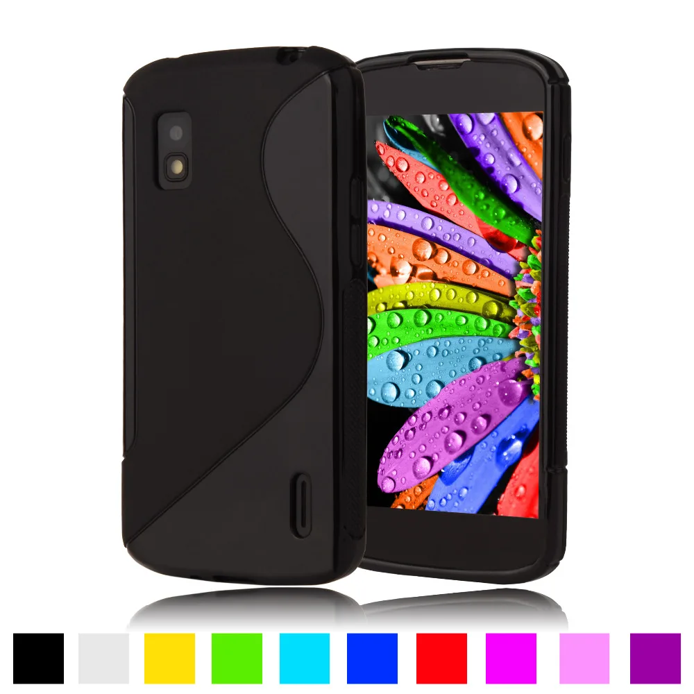 Тонкий Матовый S Линии противоскольжения ТПУ Гель Чехол Для Google LG Optimus Nexus 4 E960
