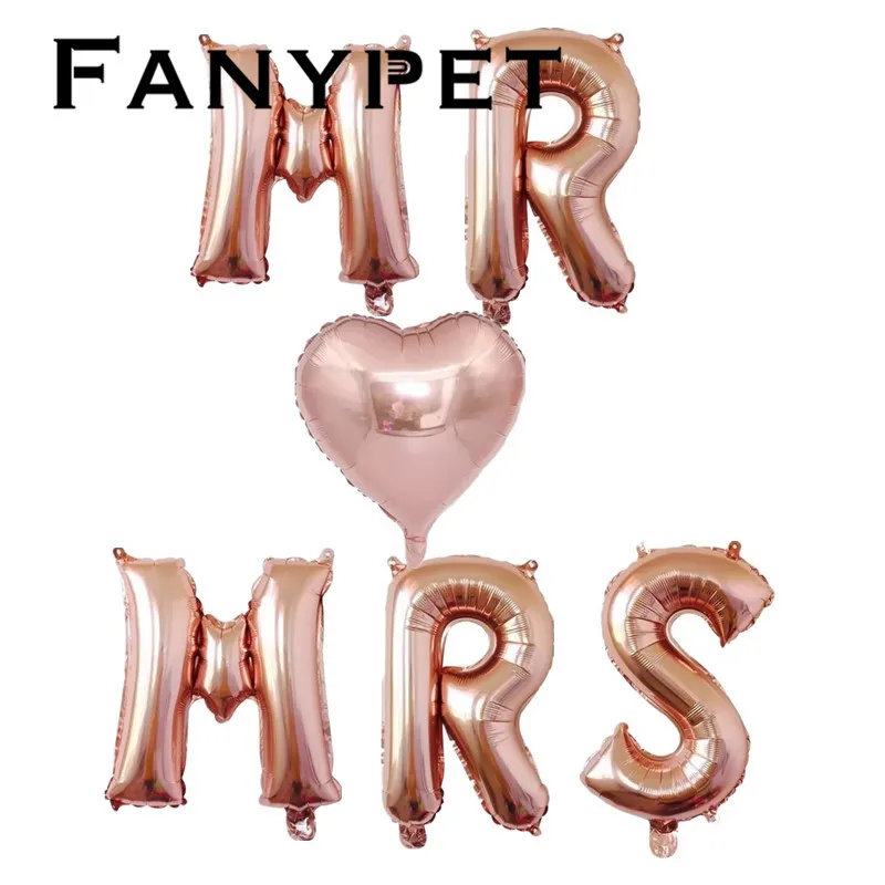 Шары воздушные из фольги с надписью MR и MRS 16 дюймов 6 шт.|Воздушные шары аксессуары|