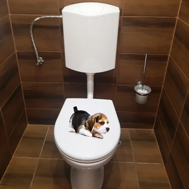 YOJA 22.3*15.8CM Dog With Broken Tail Funny Animal Toilet Wall Sticker Home Decor Decal T1-0320 | Дом и сад