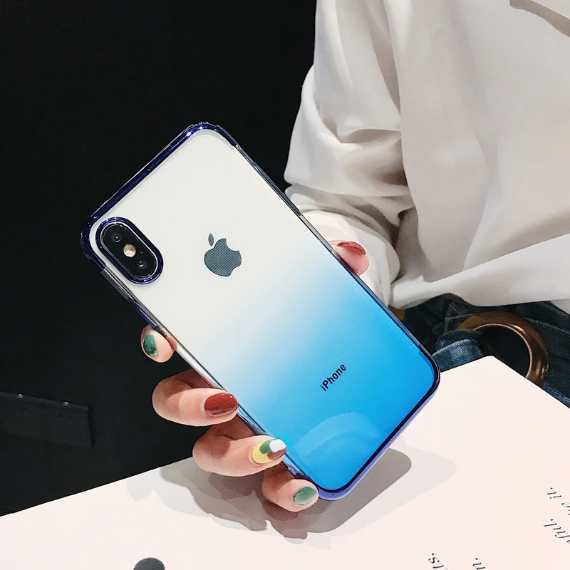 Ultra Thin Clear TPU Phone Cases for iPhone X XS Max XR Gradient TUP Soft For 6 6s 7 8 Plus Fundas |