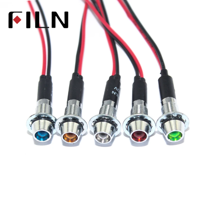 FILN FL1M 8CW 1 8 мм красный желтый синий зеленый белый 12 В 220 светодиодный металлический