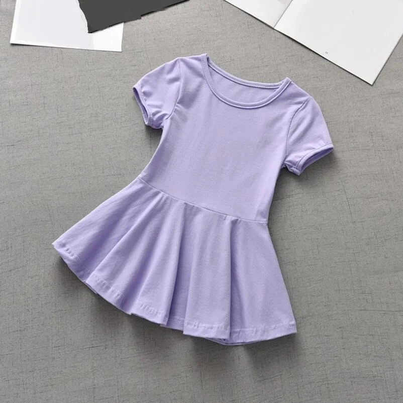 Baby Toddler Children Clothes Cotton Solid Short Sleeve Vestidos Summer T-Shirts Girls Shirts Dress Kids Dresses For Girl JW7451 | Детская