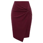 Мини-юбка Женская Осенняя Асимметричная до колена, эластичная облегающая офисная юбка-карандаш с запахом, осень