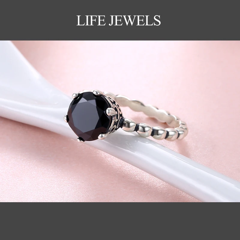 Authentic 100% 925 Sterling Silver Black Zircon Rings Charm l Women Luxury Valentine's Day Gift Jewelry 18105 | Украшения и