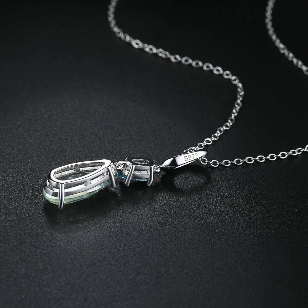 MoBuy Romantic Natural Gemstone Blue Topaz Chain Necklaces 925 Sterling Silver White Gold Plated Women Jewelry Necklace MBNI063 | Украшения