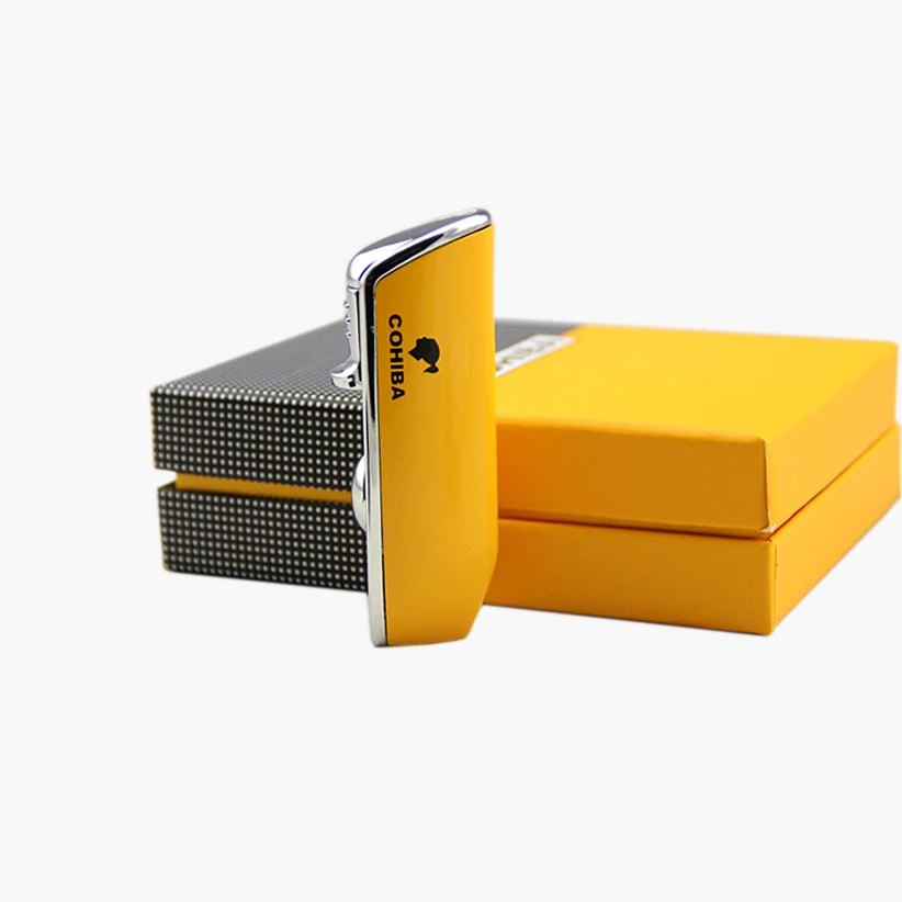 Металлическая газовая зажигалка Cohiba Бутановая Зажигалка с 3 кратным пламенем для