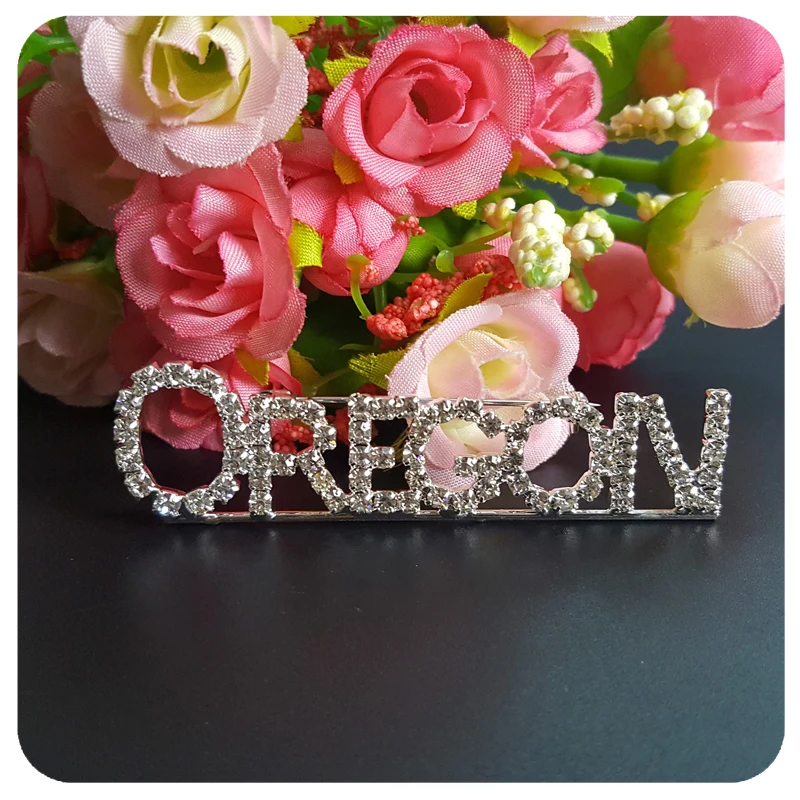 USA States Theme Gift Bling Rhinestone &quotOREGON&quot State Word Pin Crystal Brooch Jewelry | Украшения и аксессуары