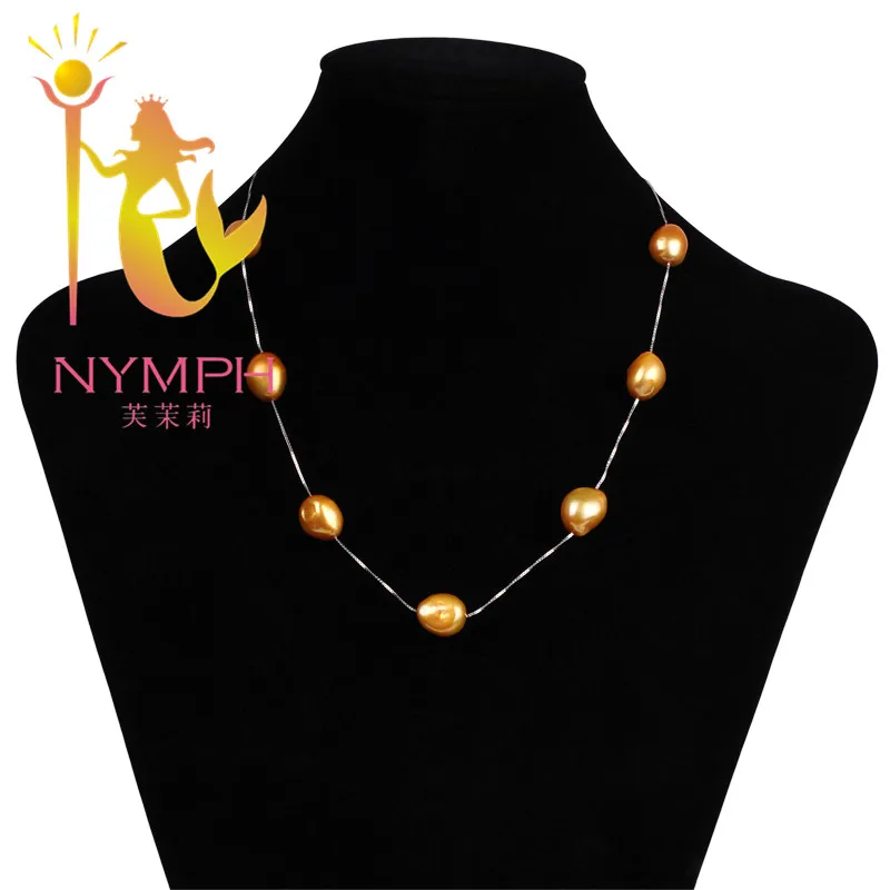 [NYMPH] Pearl Jewelry Natural Fresh Water Necklace Choker Genuine Baroque Trendy For Women X112 | Украшения и аксессуары