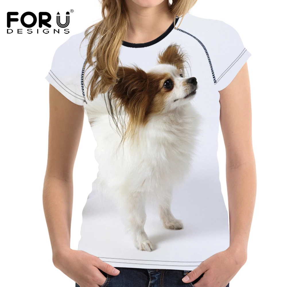FORUDESIGNS/Летняя женская футболка с 3D принтом собаки женские топы круглым вырезом и