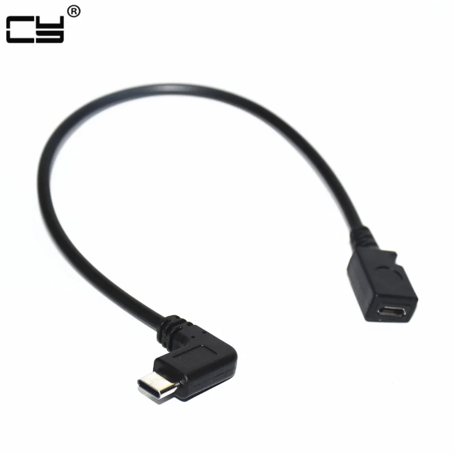 90 градусов правый угловой кабель адаптер USB 3 1 Type C папа к Micro 2 0 Женский Кабель для
