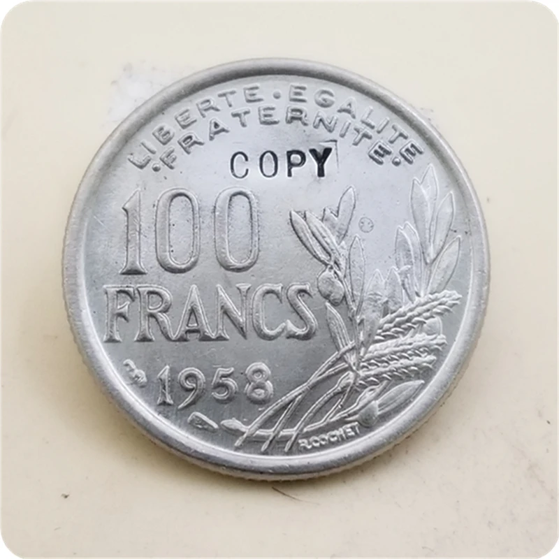 Копия 1956 1958 Франция 100 франков копия монеты памятные монеты-копии монет | Дом и сад