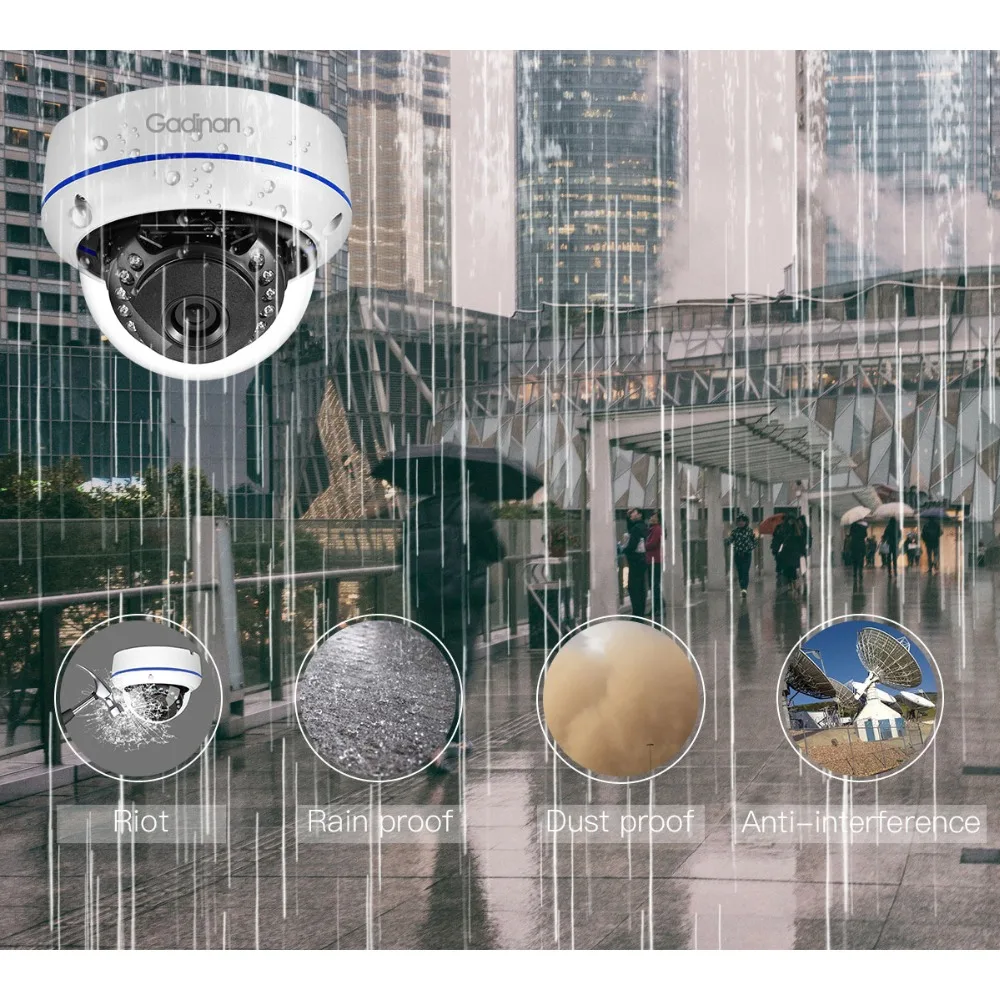 Gadinan, 5MP, 3MP, 2MP, H.265, IP камера, мощное наблюдение, ИК, Ночное видео, антивандальная, уличная, CCTV, купольная камера, DC 12 В/48 В, PoE