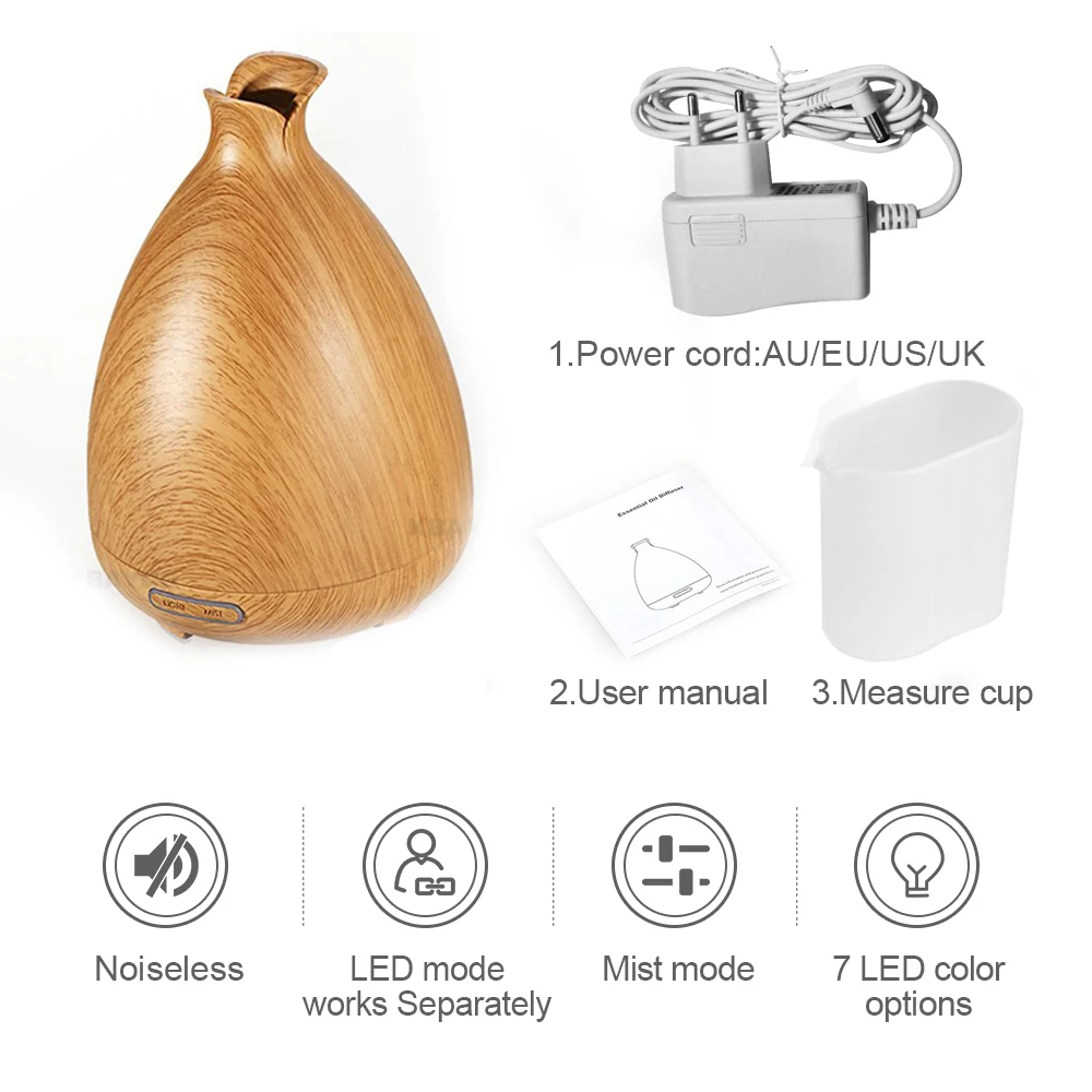 

130ml Air Humidifier Essential Oil Diffuser Aroma Lamp Aromatherapy Electric Aroma Diffuser Mist Maker for Home-Wood