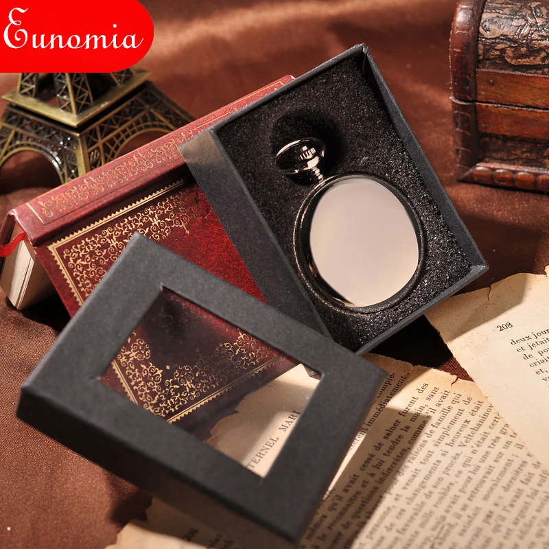 Простые серебряные блестящие Механические карманные часы с цепочкой для ключей