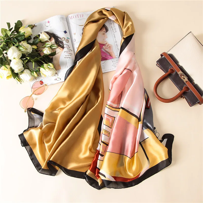 

2018 new scarf female spring and autumn Scarf women's wild summer sunscreen shawl beach towel fashion silk scarf gift 90x180